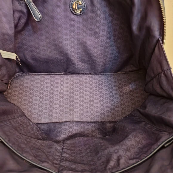 Charming Charlie Blue Dome Lattice  Blue Woven Satchel [13in L/ 5.5in W/ 10in T] - Picture 2 of 7